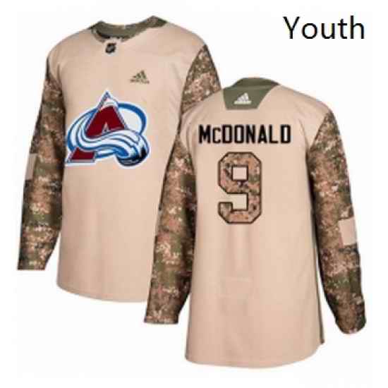 Youth Adidas Colorado Avalanche 9 Lanny McDonald Authentic Camo Veterans Day Practice NHL Jersey